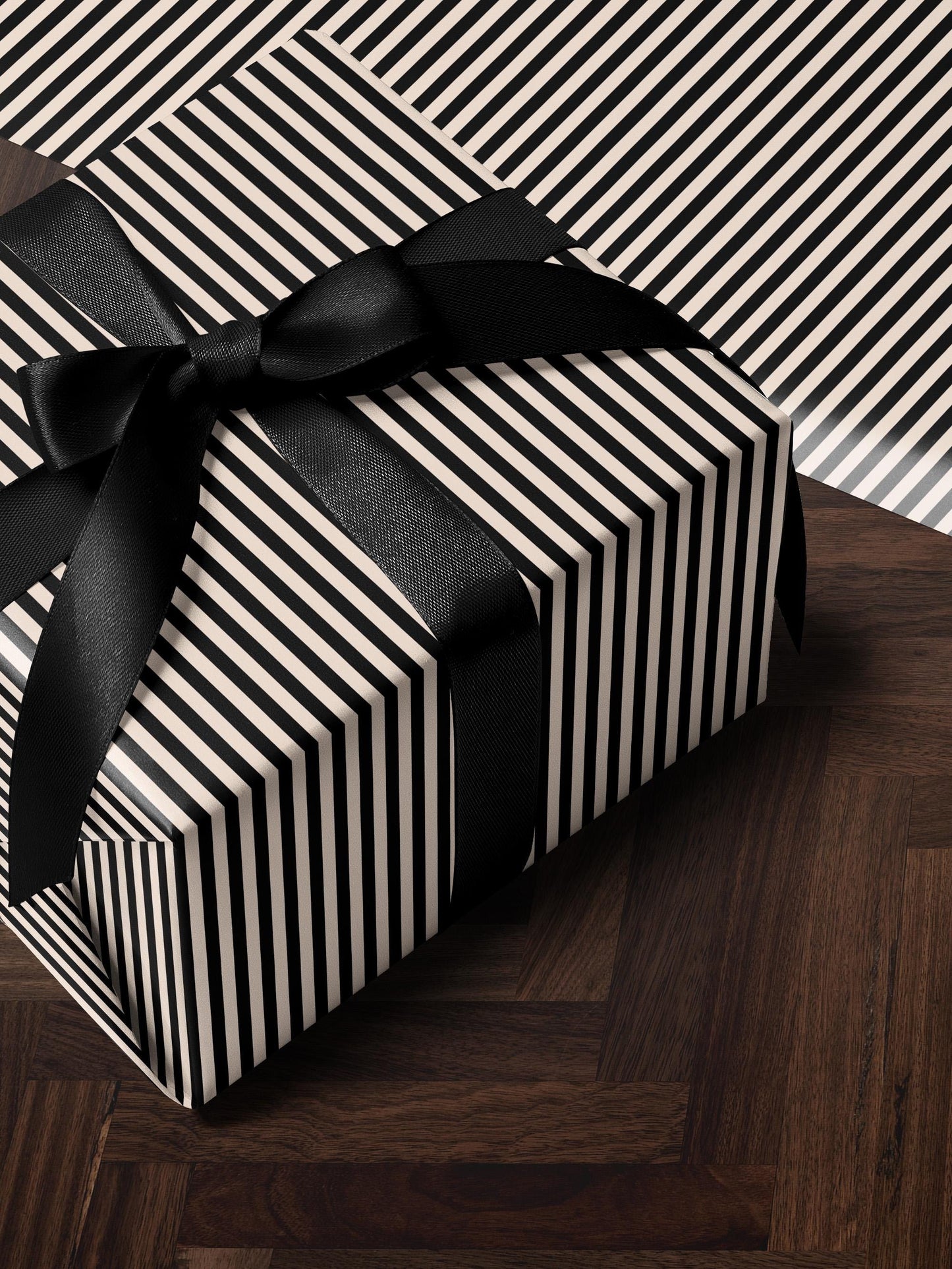 Stripe Wrapping Paper Birthday Gift Wrap Anniversary Wrapping Paper Elegant Gift Wrap Wedding Gift Wrap Special Occasion Gift Wrap Black