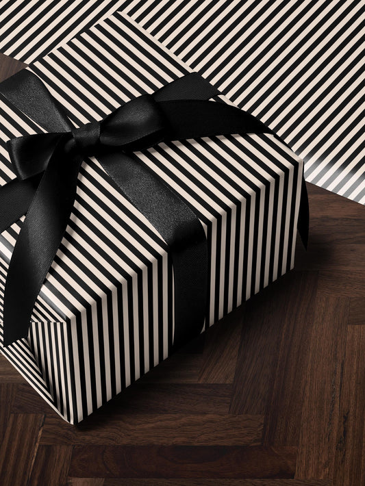 Stripe Wrapping Paper Birthday Gift Wrap Anniversary Wrapping Paper Elegant Gift Wrap Wedding Gift Wrap Special Occasion Gift Wrap Black