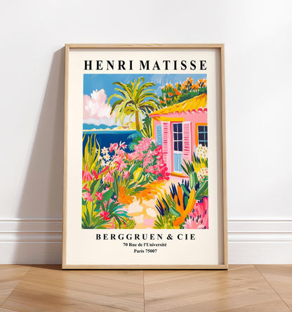Beach house decor, Mid century modern poster, Pink dopamine art, Maximalist Matisse poster