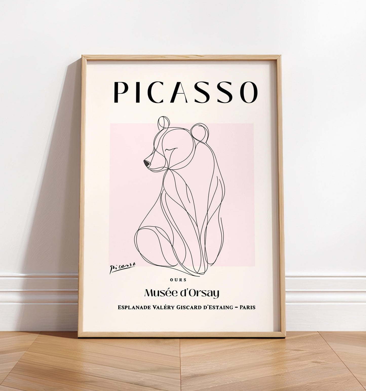 Bear art print, Minimalist decor, Picasso poster, Bear lover gift, Mid century wall art