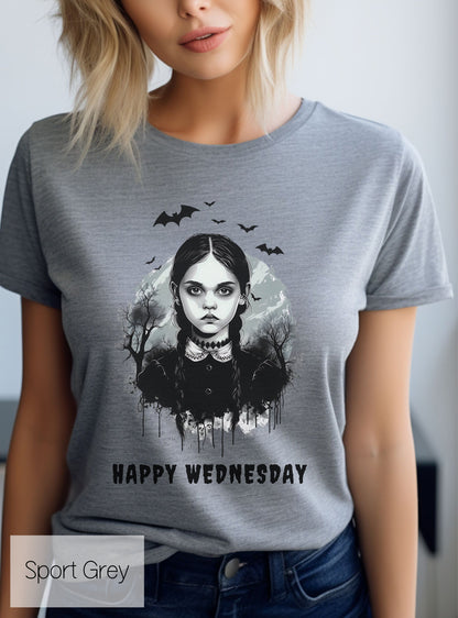 Happy Wednesday Goth T-Shirt: Spooky Season Graphic Tee