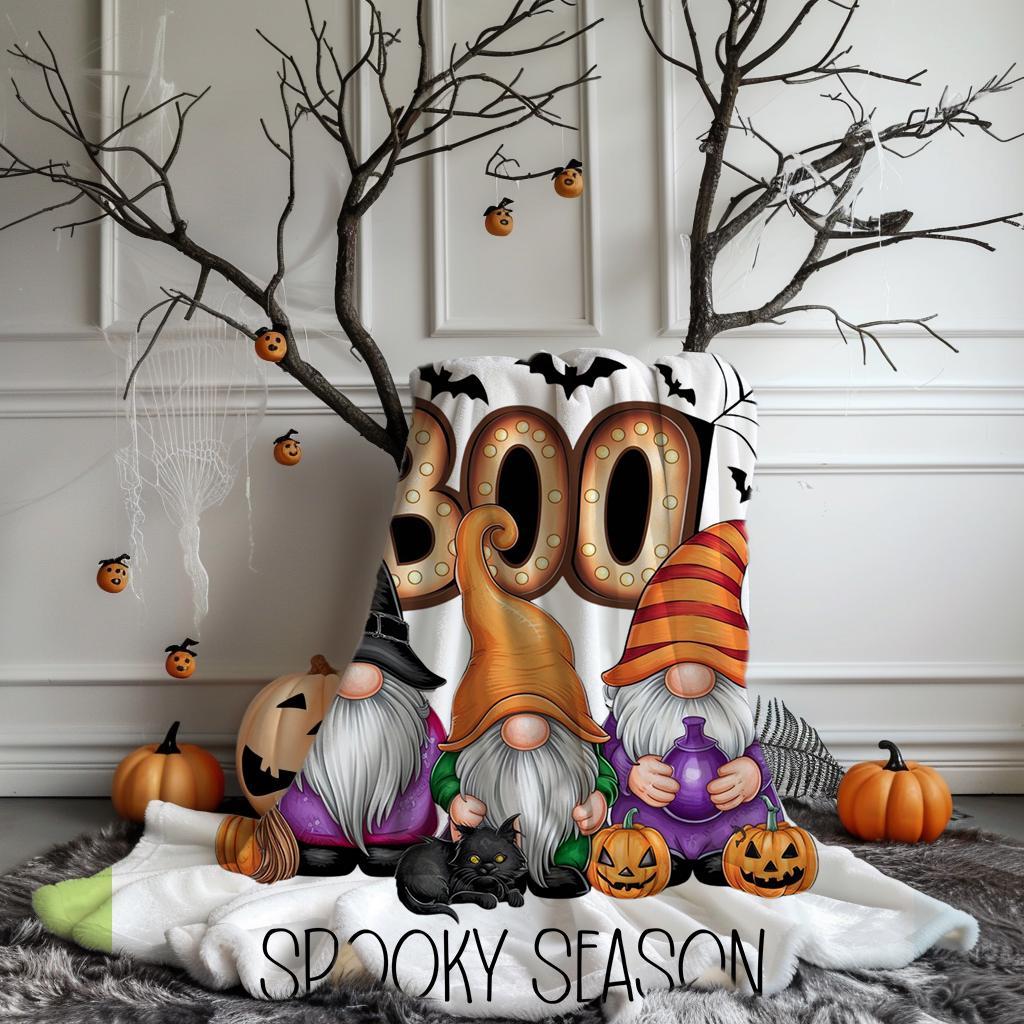 Spooky Season Gnome Blanket, Cute Halloween Gnome Blanket, Halloween Gnome Throw Blanket, Spooky Gnome Blanket, Cute Spooky Gnome Throw