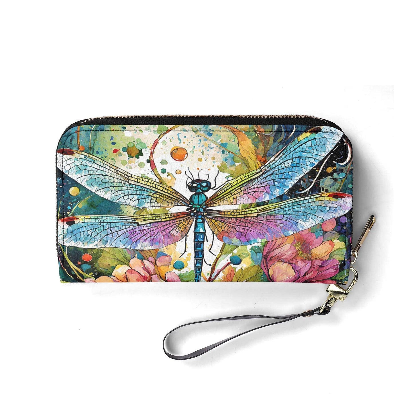 Watercolor Dragonfly Handbag. Colorful Handbag, Waterproof PU Leather Handbag, Top Handle Vegan Leather, Crossbody, Shoulder bag.