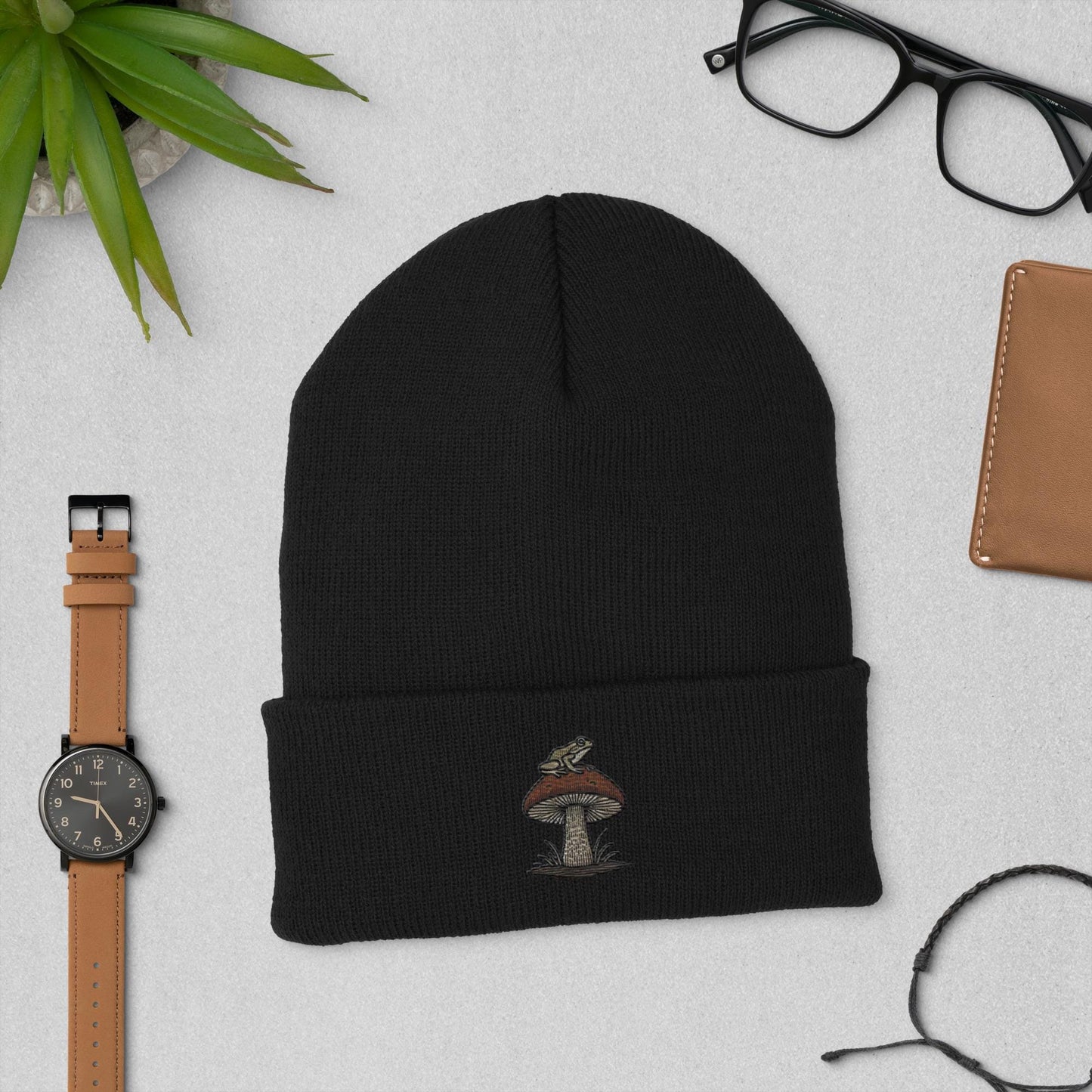 Embroidered Top Hopper Mushroom Society Frog Beanie - Cozy, Stylish, and Unique Headwear Great Gift
