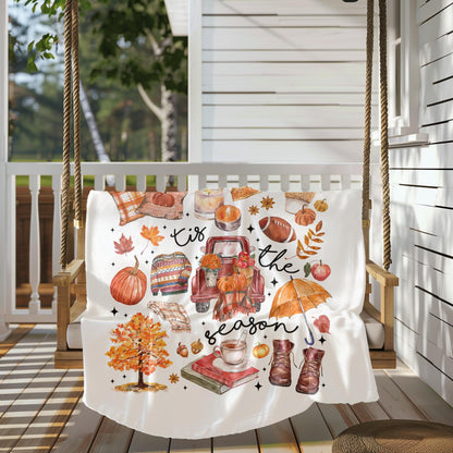 Cute fall blanket, tis the season fall blanket, fall vibes blanket, cute fall pumpkin blanket, fall lovers blanket, fall lover gift