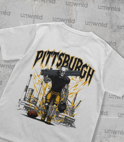 Pittsburgh Football Shirt - Graphic Tees - Skeleton Shirt - Merch Tee - Gift Shirt - Bootleg Shirt - Vintage - Skeleton Football Shirt
