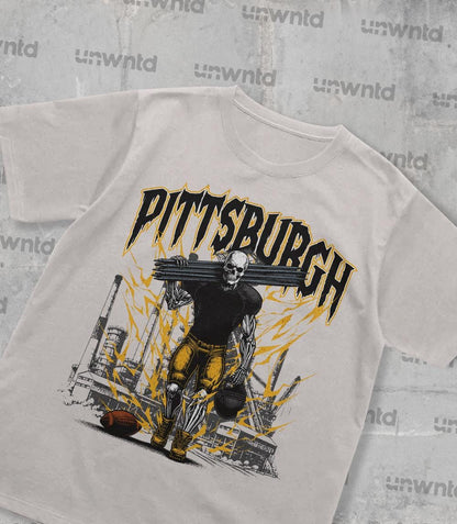 Pittsburgh Football Shirt - Graphic Tees - Skeleton Shirt - Merch Tee - Gift Shirt - Bootleg Shirt - Vintage - Skeleton Football Shirt