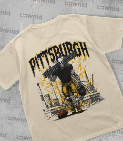 Pittsburgh Football Shirt - Graphic Tees - Skeleton Shirt - Merch Tee - Gift Shirt - Bootleg Shirt - Vintage - Skeleton Football Shirt
