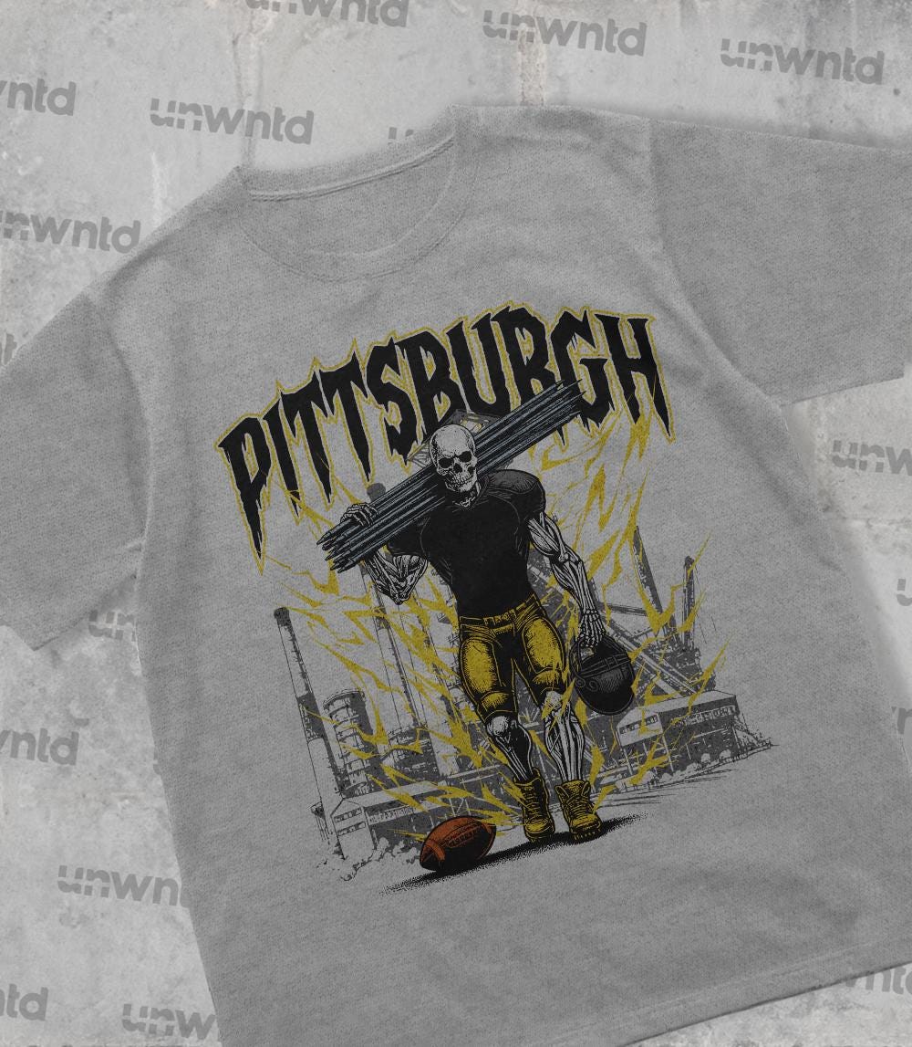 Pittsburgh Football Shirt - Graphic Tees - Skeleton Shirt - Merch Tee - Gift Shirt - Bootleg Shirt - Vintage - Skeleton Football Shirt