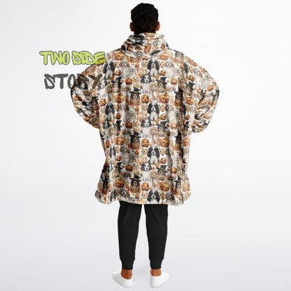 Fun Halloween Print Snug Hoodie,Printed Hooded Blanket,Blanket Sleeves,Lounge Wear, Novelty Birthday Christmas Gifts for Him, Gift for Her