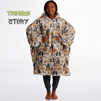 Fun Halloween Print Snug Hoodie,Printed Hooded Blanket,Blanket Sleeves,Lounge Wear, Novelty Birthday Christmas Gifts for Him, Gift for Her