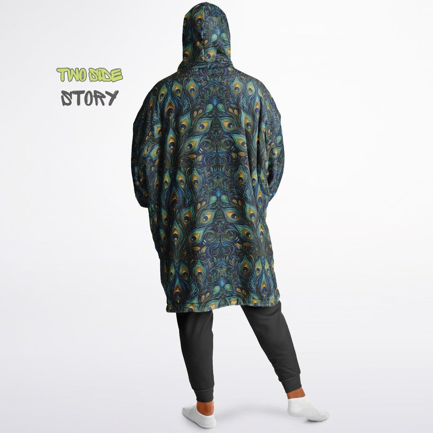 Psychedelic Trippy Print Snug Hoodie,Green Printed Hooded Blanket,Blanket Sleeves,Lounge Wear, Novelty Birthday Christmas Gifts for Him Her