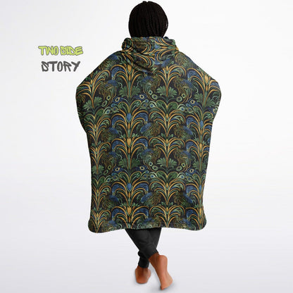 Psychedelic Trippy Print Snug Hoodie,Green Printed Hooded Blanket,Blanket Sleeves,Lounge Wear, Novelty Birthday Christmas Gifts for Him Her