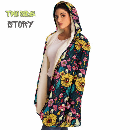 Unisex Vivid Colors EDM Festival Cape,Micro-fleece Psychedelic Mushrooms Hooded Cloak,Festival Rave Party Wear, Halloween Cape, Unique Gifts