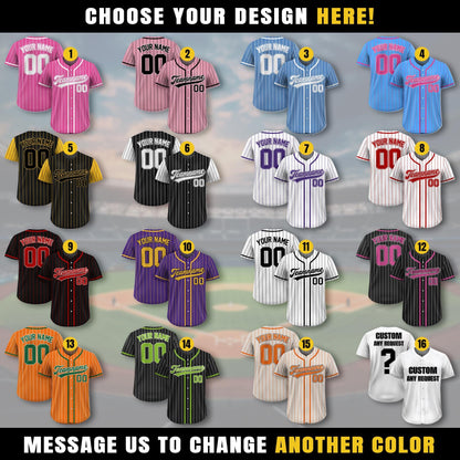 Custom Team Name Number Baseball Jersey Pinstripe, Custom Baseball Jersey for Men Women Youth Kid, Personalized Pinstripe Jersey Blue White