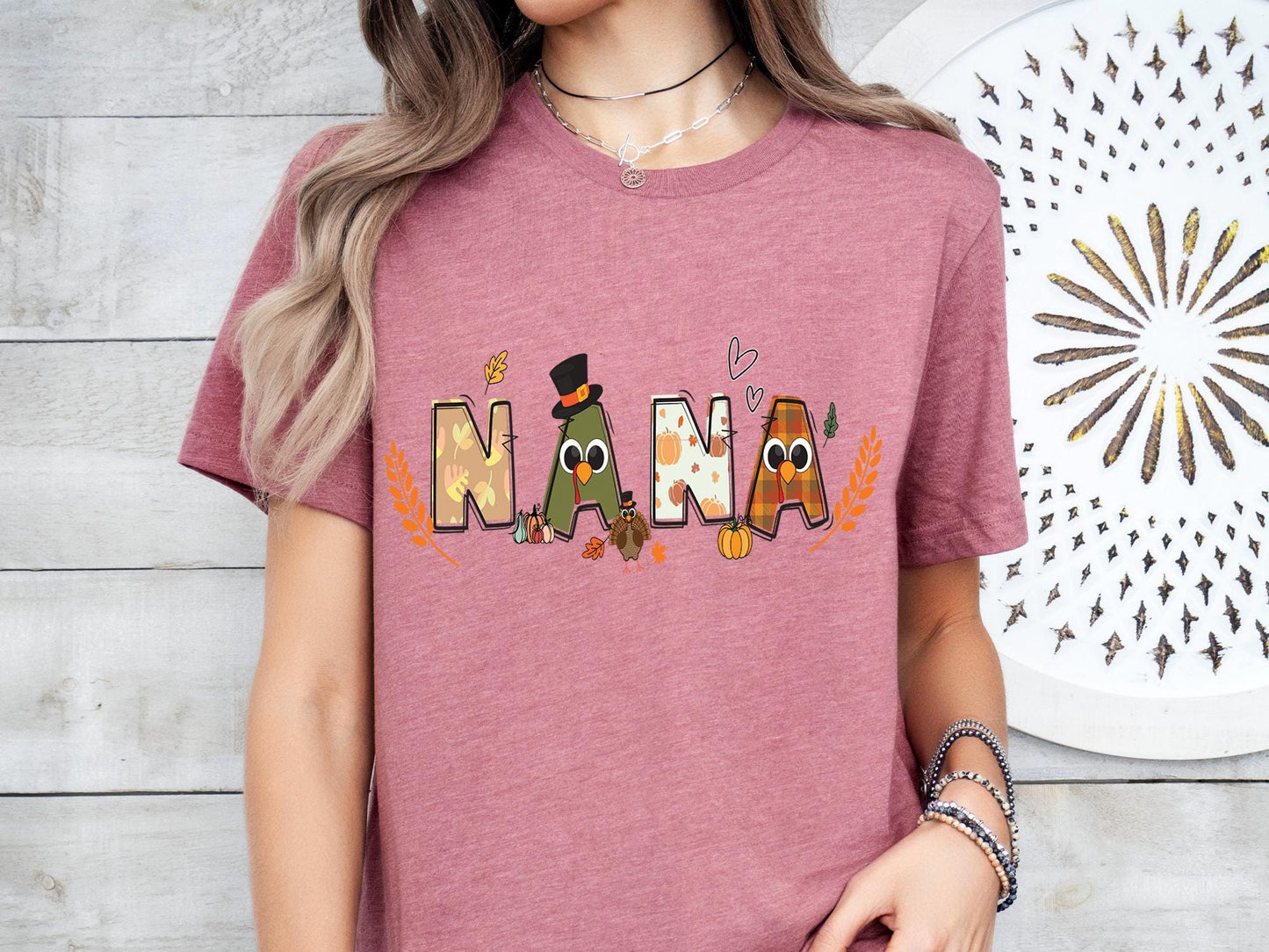 Grandma Fall Shirt, Fall Shirt For Nana, Personalized Gift For Grandma, Grandma Thanksgiving Shirt, Customized Kids Name Shirt, Nana Shirt