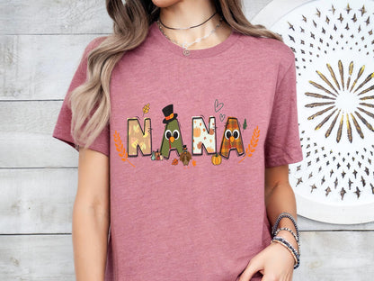Grandma Fall Shirt, Fall Shirt For Nana, Personalized Gift For Grandma, Grandma Thanksgiving Shirt, Customized Kids Name Shirt, Nana Shirt