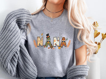 Grandma Fall Shirt, Fall Shirt For Nana, Personalized Gift For Grandma, Grandma Thanksgiving Shirt, Customized Kids Name Shirt, Nana Shirt