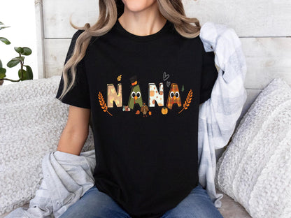 Grandma Fall Shirt, Fall Shirt For Nana, Personalized Gift For Grandma, Grandma Thanksgiving Shirt, Customized Kids Name Shirt, Nana Shirt