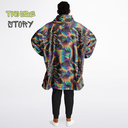 Psychedelic Spiral Trippy Print Reversible Snug Hoodie,Hooded Blanket with Sleeves,Lounge Wear, Novelty Birthday Christmas Gifts for Him Her