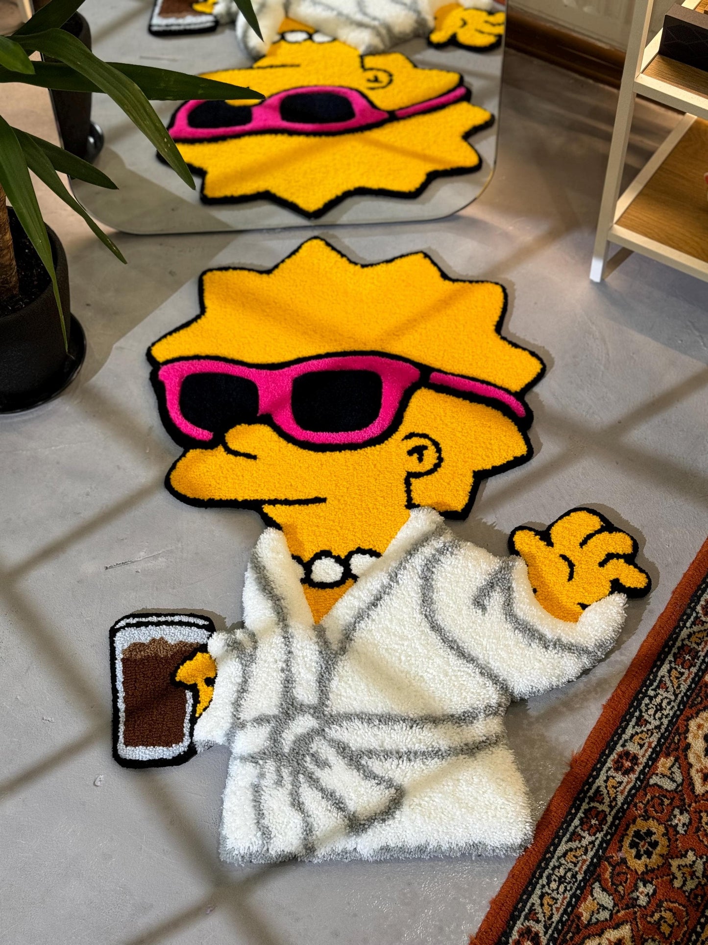 Tufted Cartoon 3D Rug, Cute Rug, Cartoon Girl Rug, Handmade floor art, White Tufted Rug, Fluffy Rug, Gift for her