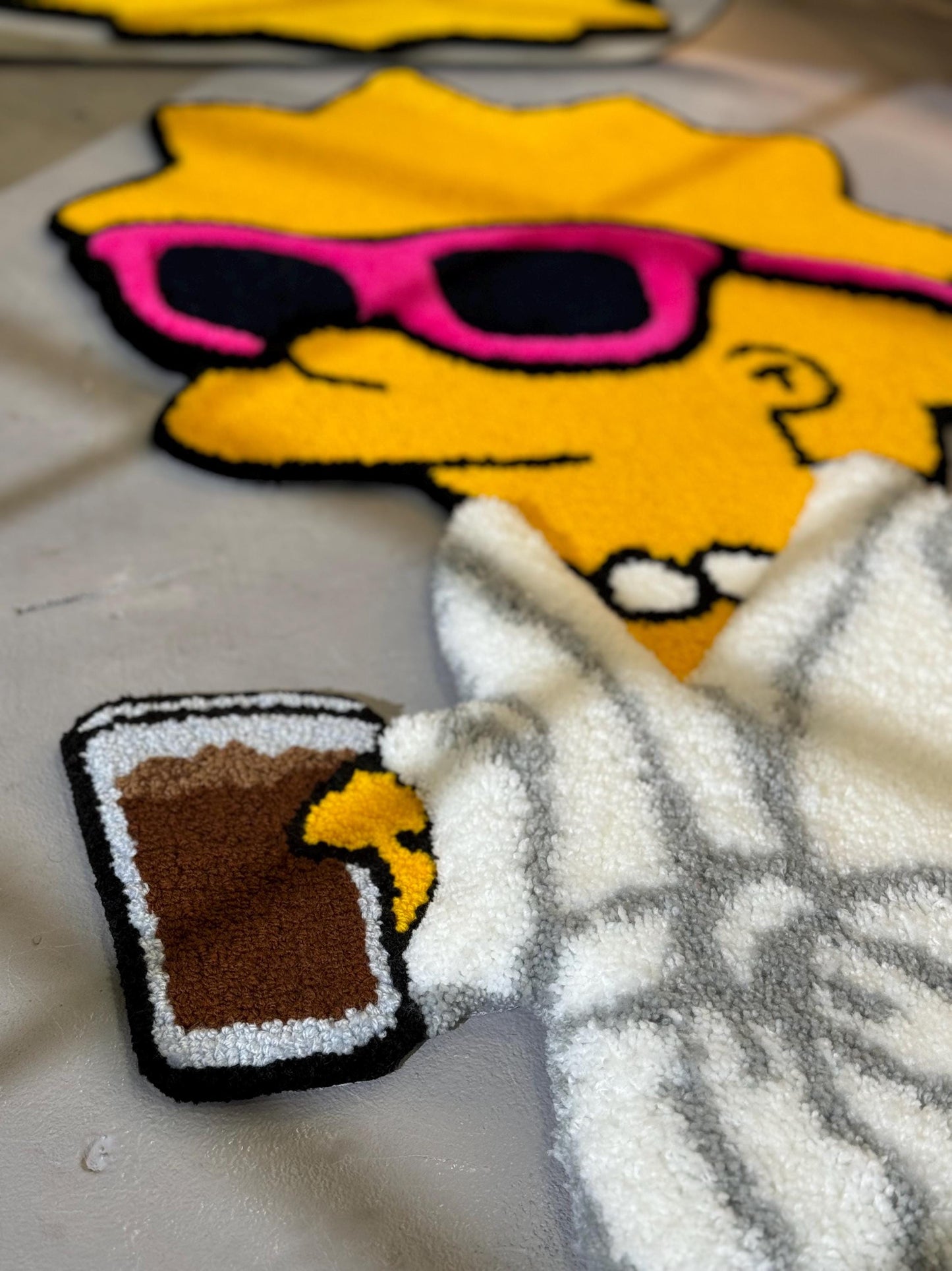 Tufted Cartoon 3D Rug, Cute Rug, Cartoon Girl Rug, Handmade floor art, White Tufted Rug, Fluffy Rug, Gift for her