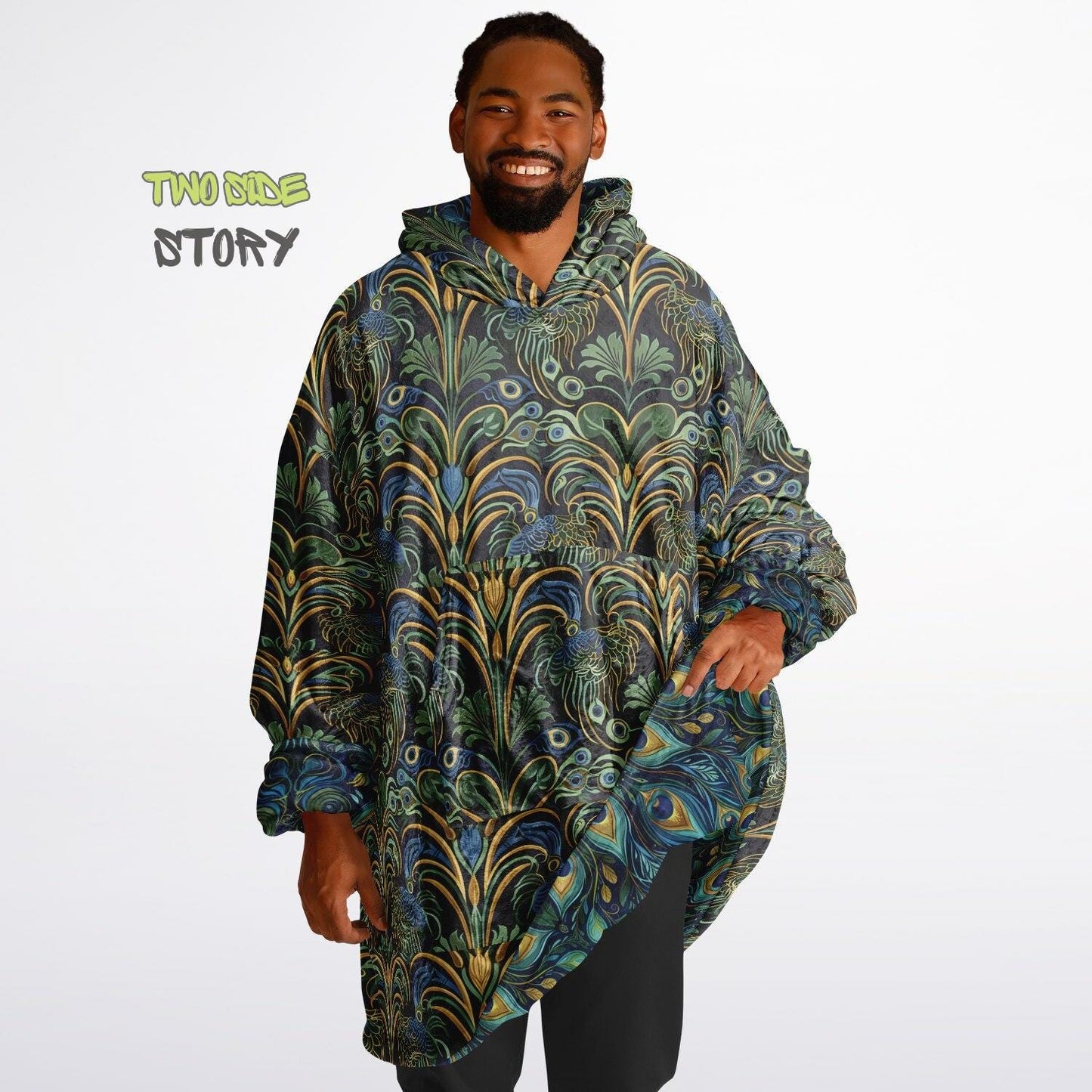 Psychedelic Trippy Print Reversible Snug Hoodie,Hooded Pullover Blanket Sleeves,Lounge Wear, Novelty Birthday Christmas Gifts for Him Her