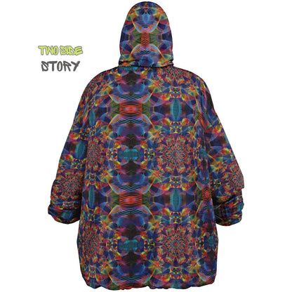 Psychedelic Trippy Print Reversible Snug Hoodie,Pullover Hood Blanket with Sleeves,Lounge Wear, Novelty Birthday Christmas Gifts for Him Her
