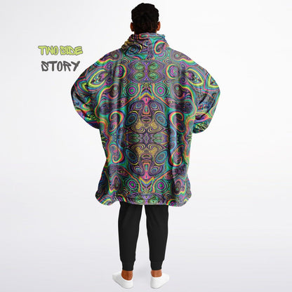 Psychedelic Trippy Print Reversible Snug Hoodie,Pullover Hood Blanket with Sleeves,Lounge Wear, Novelty Birthday Christmas Gifts for Him Her