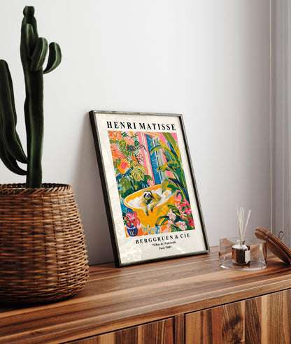 Sloth in bathtub art print, Matisse print, Bathroom poster, Pink tropical wall art, Animal print