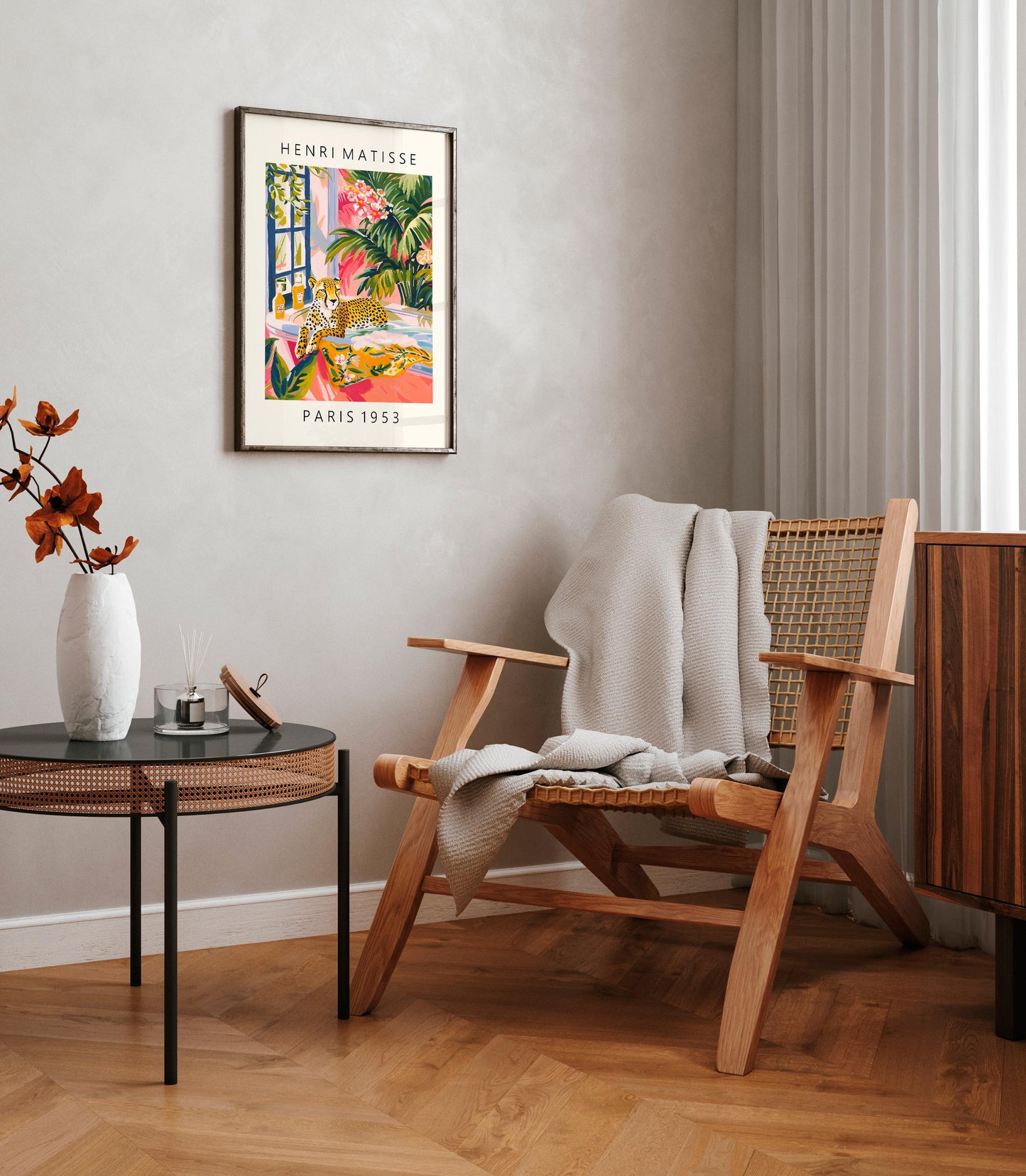 Cheetah in Bathtub Art Print: Funny Mid-Century Modern Bathroom Decor