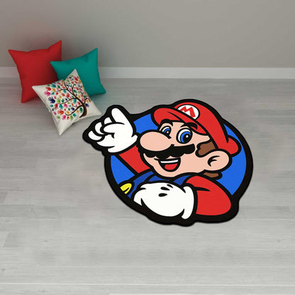 M-ario rug, red mushroom rug, toad rug, retro game area rug, gaming room decor, mushroom rug, custom rug,Halloween gift,Christmas gift rug