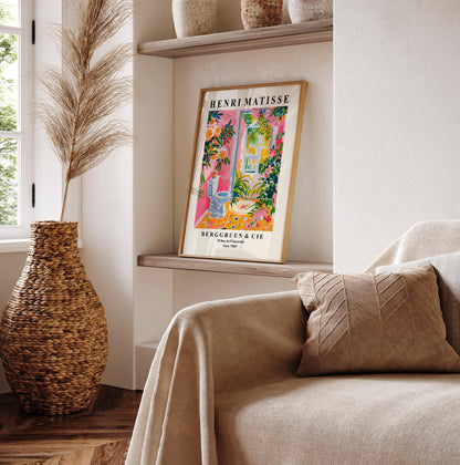 Tropical toilet wall art, Funny bathroom poster, Matisse art, Pink maximalist dopamine decor