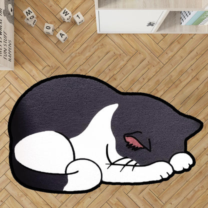 Cat paw rug, sleepy cat rug,nap cat rug, custom pet  rug, cat gift rug,personalized animals rug,kids room rug, Black cat,brown tabby cat rug
