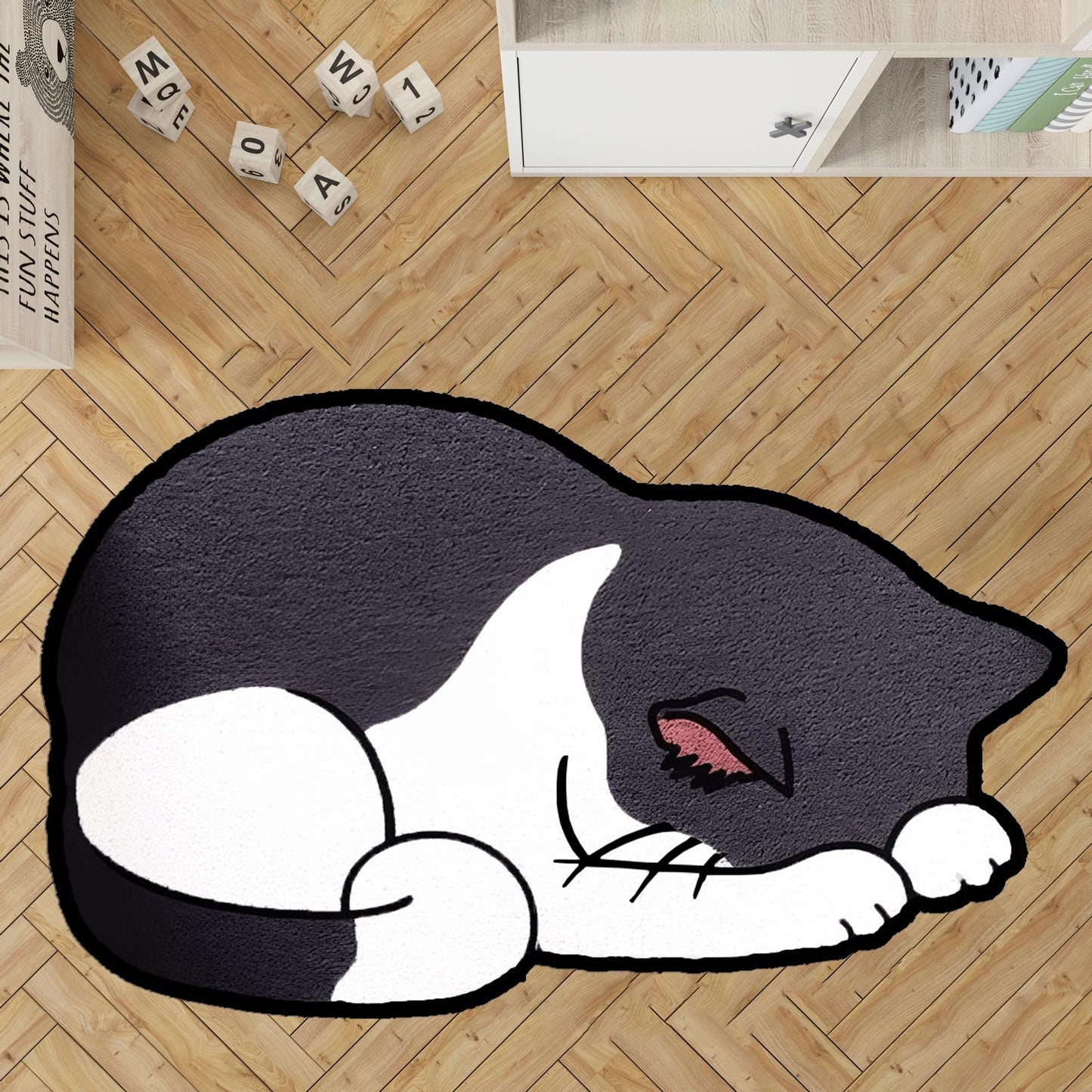 sleepy cat rug, nap cat rug, custom pet  rug, cat gift rug, personalized animals rug, kids room rug, Black cat,brown cat,brown tabby cat rug