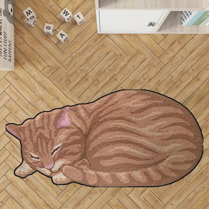 sleepy cat rug, nap cat rug, custom pet  rug, cat gift rug, personalized animals rug, kids room rug, Black cat,brown cat,brown tabby cat rug