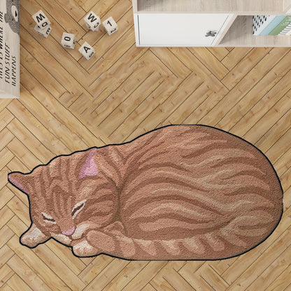 sleepy cat rug, nap cat rug, custom pet  rug, cat gift rug, personalized animals rug, kids room rug, Black cat,brown cat,brown tabby cat rug