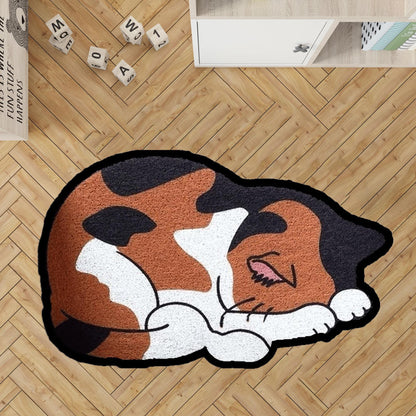 sleepy cat rug,nap cat rug, custom pet  rug, cat gift rug, personalized animals rug, kids room rug, Black cat,brown cat,brown tabby cat rug