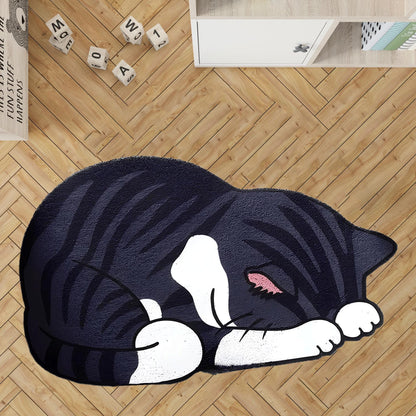 sleepy cat rug,nap cat rug, custom pet  rug, cat gift rug, personalized animals rug, kids room rug, Black cat,brown cat,brown tabby cat rug