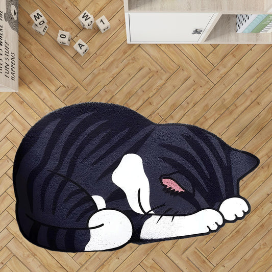 sleepy cat rug, nap cat rug, custom pet  rug, cat gift rug, personalized animals rug, kids room rug, Black cat,brown cat,brown tabby cat rug