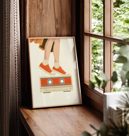 80s nostalgia cassette poster, Retro wall art, Music lover gift, Vintage wall art
