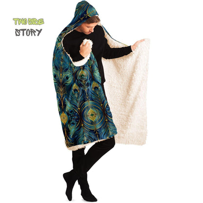 Micro-fleece Psychedelic Printed Jacket Hooded Cloak, Psychedelic Clothes, Festival Rave Party Wear, Festival Cape, Hooded Wearable Blanket