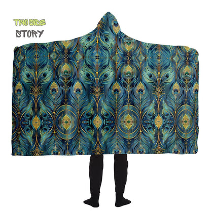 Micro-fleece Psychedelic Printed Jacket Hooded Cloak, Psychedelic Clothes, Festival Rave Party Wear, Festival Cape, Hooded Wearable Blanket