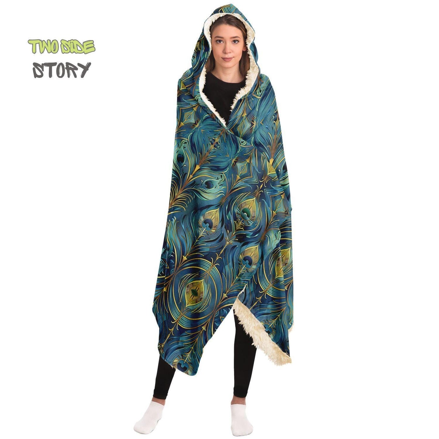 Micro-fleece Psychedelic Printed Jacket Hooded Cloak, Psychedelic Clothes, Festival Rave Party Wear, Festival Cape, Hooded Wearable Blanket