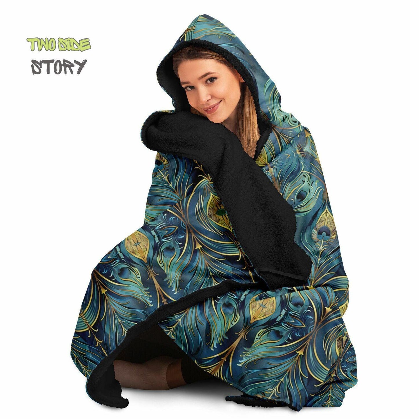 Micro-fleece Psychedelic Printed Jacket Hooded Cloak, Psychedelic Clothes, Festival Rave Party Wear, Festival Cape, Hooded Wearable Blanket