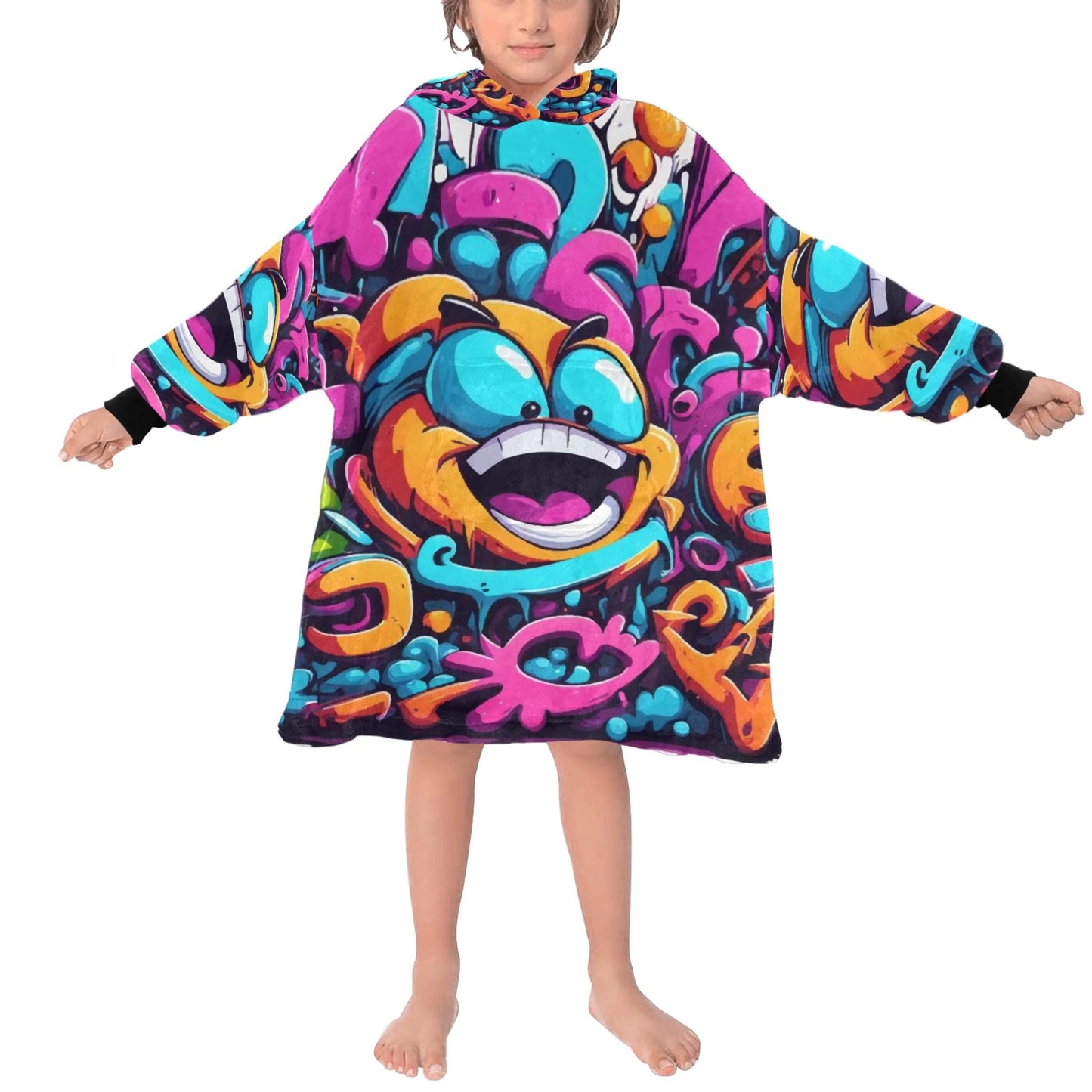 Kids Blanket Hoodie Cartoon Comics Art Graffiti Emoji