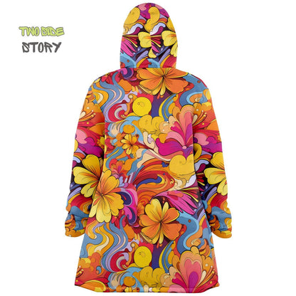 Psychedelic Forest Printed Hooded Cloak,Micro-fleece Festival Rave Party Wear,EDM Festival Cape, Psychedelic Cape,Vivid Colors Men Rave Cape