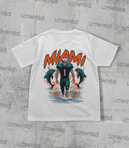 Miami Football Shirt - Graphic Tees - Skeleton Shirt - Merch Tee - Gift Shirt - Bootleg Shirt - Vintage - Skeleton Football Shirt