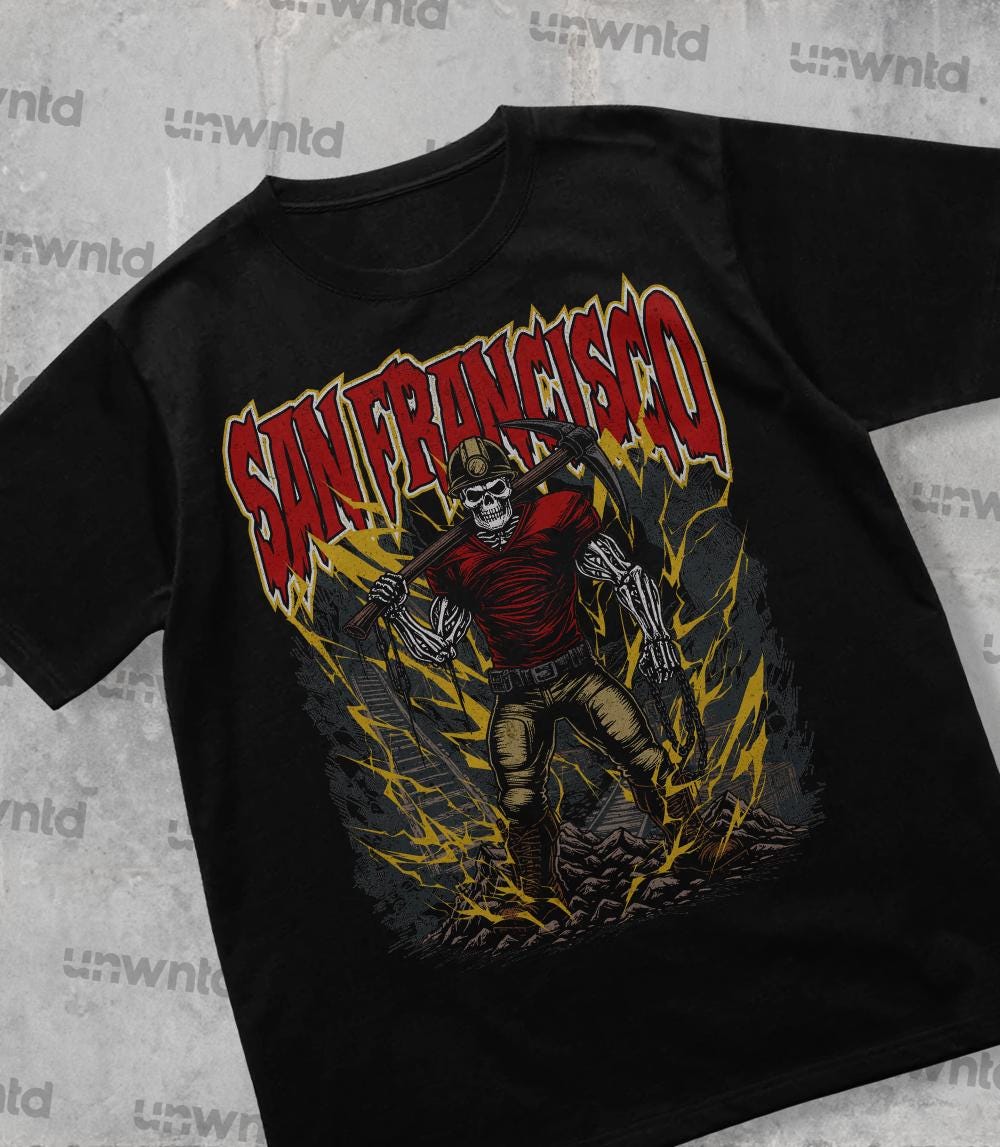 San Francisco Football Shirt - Graphic Tees - Skeleton Shirt - Merch Tee - Gift Shirt - Bootleg Shirt - Vintage - Skeleton Shirt