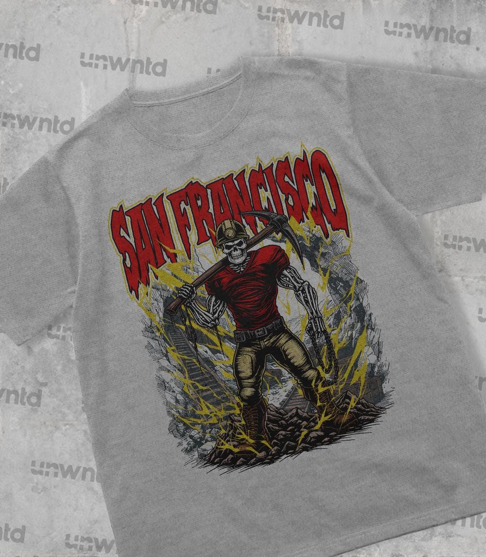 San Francisco Football Shirt - Graphic Tees - Skeleton Shirt - Merch Tee - Gift Shirt - Bootleg Shirt - Vintage - Skeleton Shirt